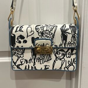 Lanvin White Graffiti Print Jiji Crossbody Bag
